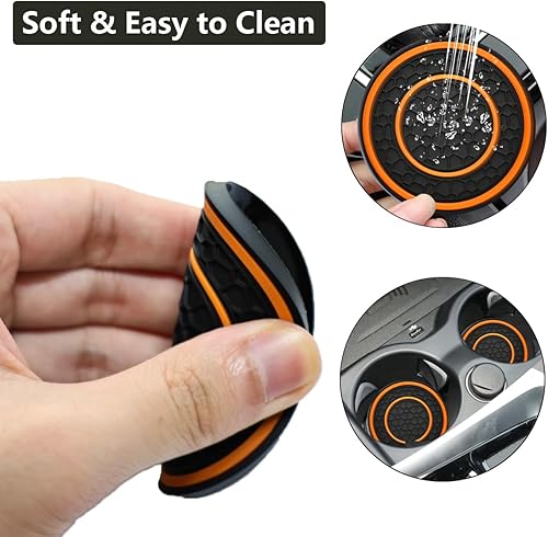 Miniatura 5 de Portavasos universal para automóvil, impermeable, antideslizante, a prueba de tambores, accesorios para el interior del automóvil, 2 unidades, negro