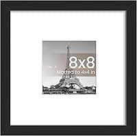 upsimples 8x8 Black Picture Frame - Fits 4x4 with Mat or 8x8 Photos, Wall Hanging Photo Frame, 1 Pack