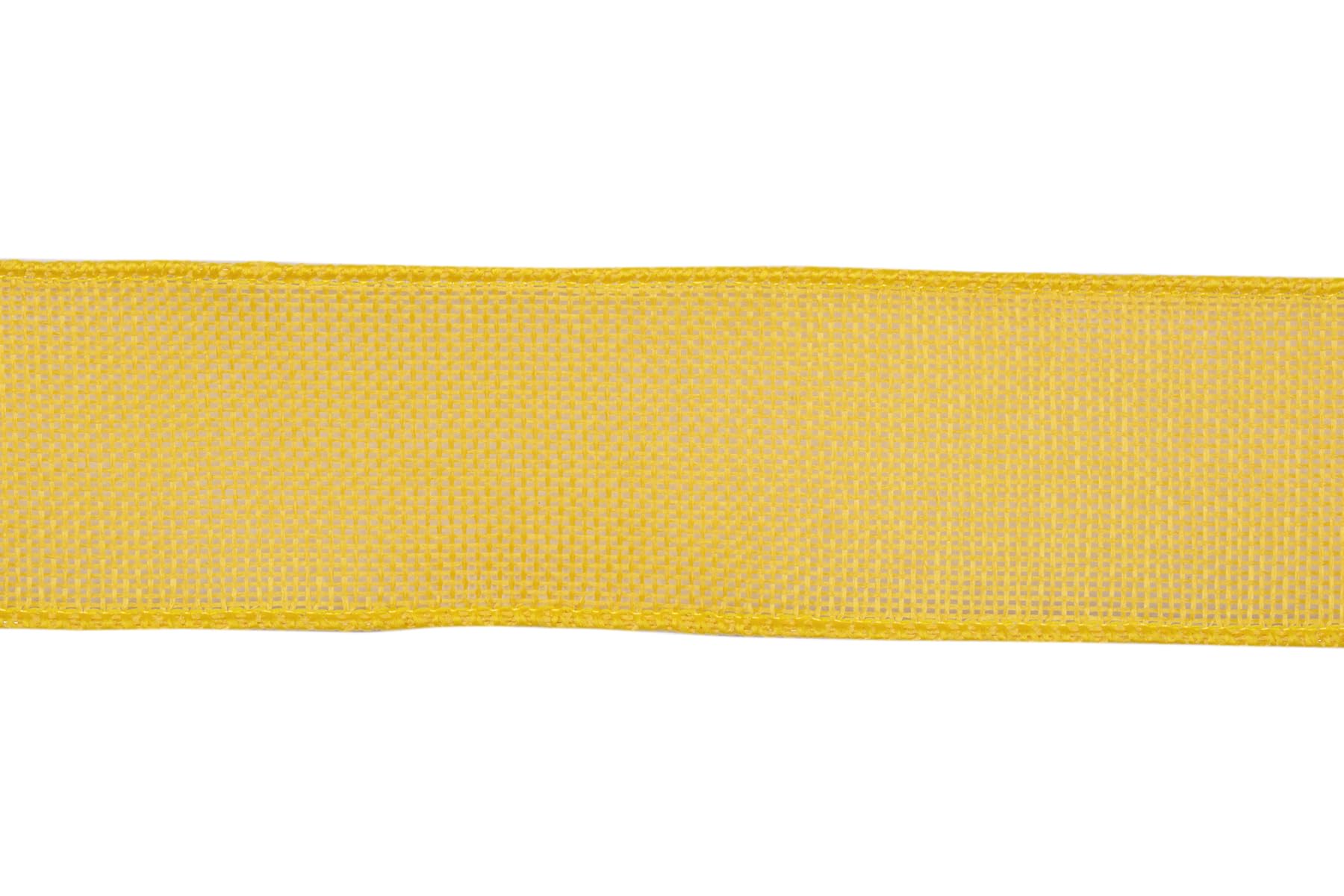 Ribbonitlux Yellow Burlap Wired Ribbon, 50mm x 18 Meters, Wired Edge Burlap Ribbon for Gift Wrapping, Big Bow, Wreath, and Christmas Tree Decoration - Image 2