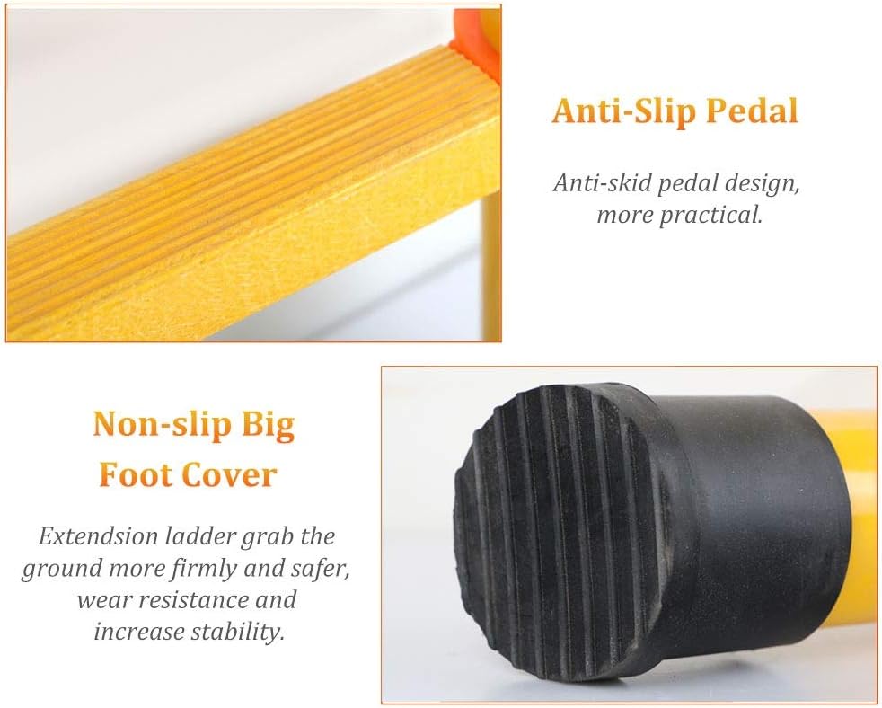 Foldable Aluminum Extension Ladder - Insulated Non-Conductive Slip-Proof Feet Telescoping Design Safe Finger Protection Perfect for Home & Loft Use Durable & Lightweight