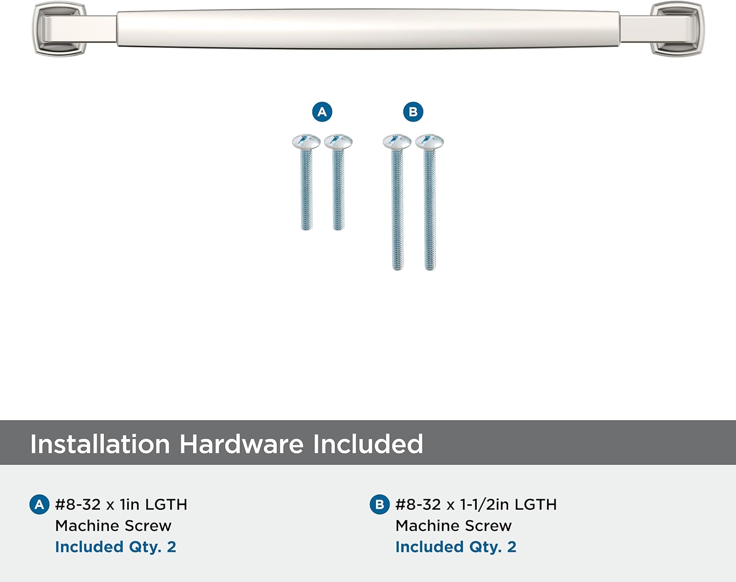 Polished Nickel 8-13/16" Cabinet Bar Pull with Mounting Hardware
