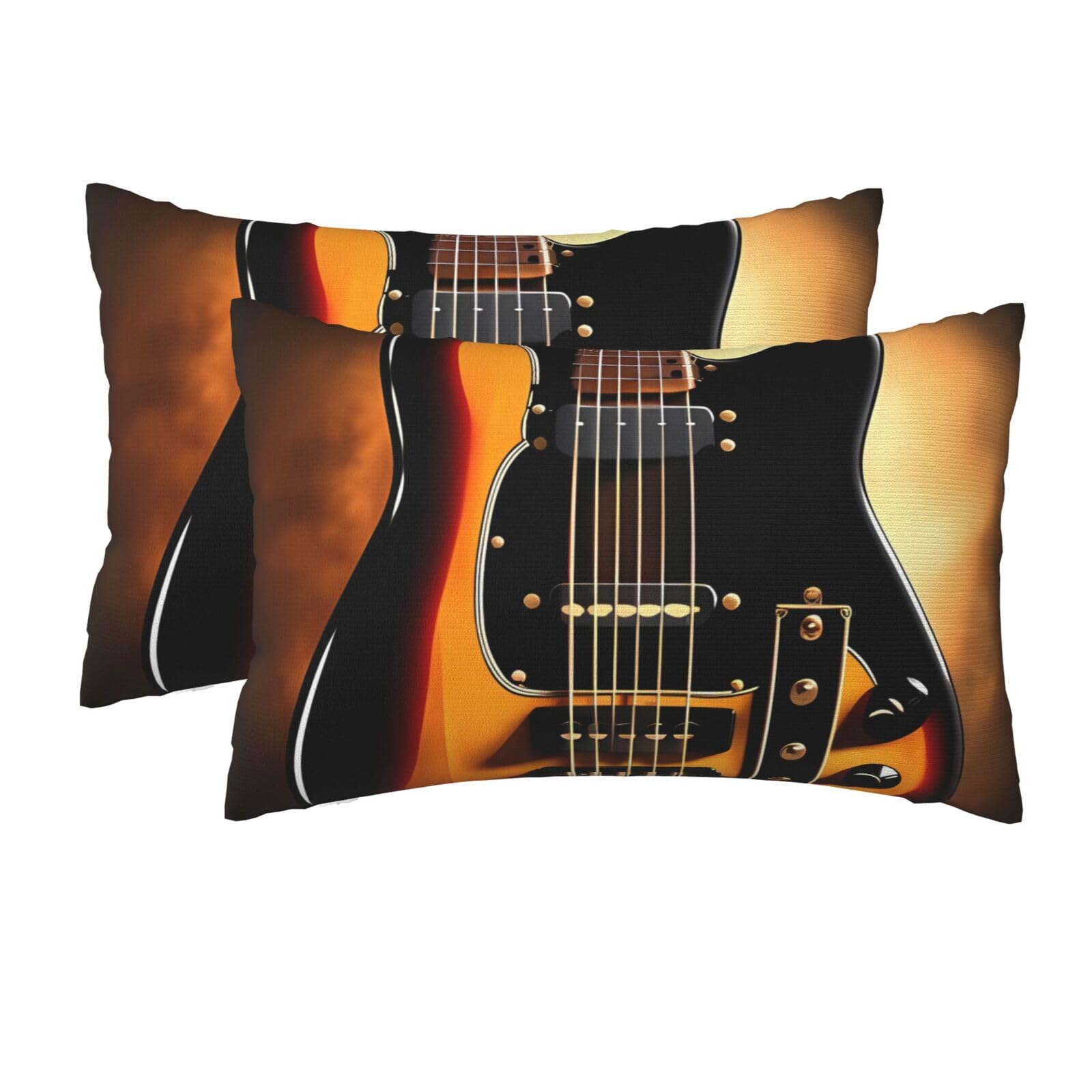2 Pack Queen Pillow Cases with Hidden Zipper, Soft Breathable Pillow Covers for Hair and Skin, Instrumental Guitar Pillowcases 20"x30" Bed Pillow Protectors Cover for Sleeping Gifts