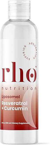 Rho Nutrition Curcumina liposomal + resveratrol (paquete de 1)  Suplemento de curcumina líquida de ultra alta absorción  Promueve la comodidad de