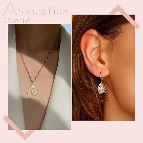 Miniatura 6 de Beebeecraft Dijes de corazón de circonita cúbica chapados en oro de 18 quilates con forma de amor de latón con anillo de salto para hacer pulseras y