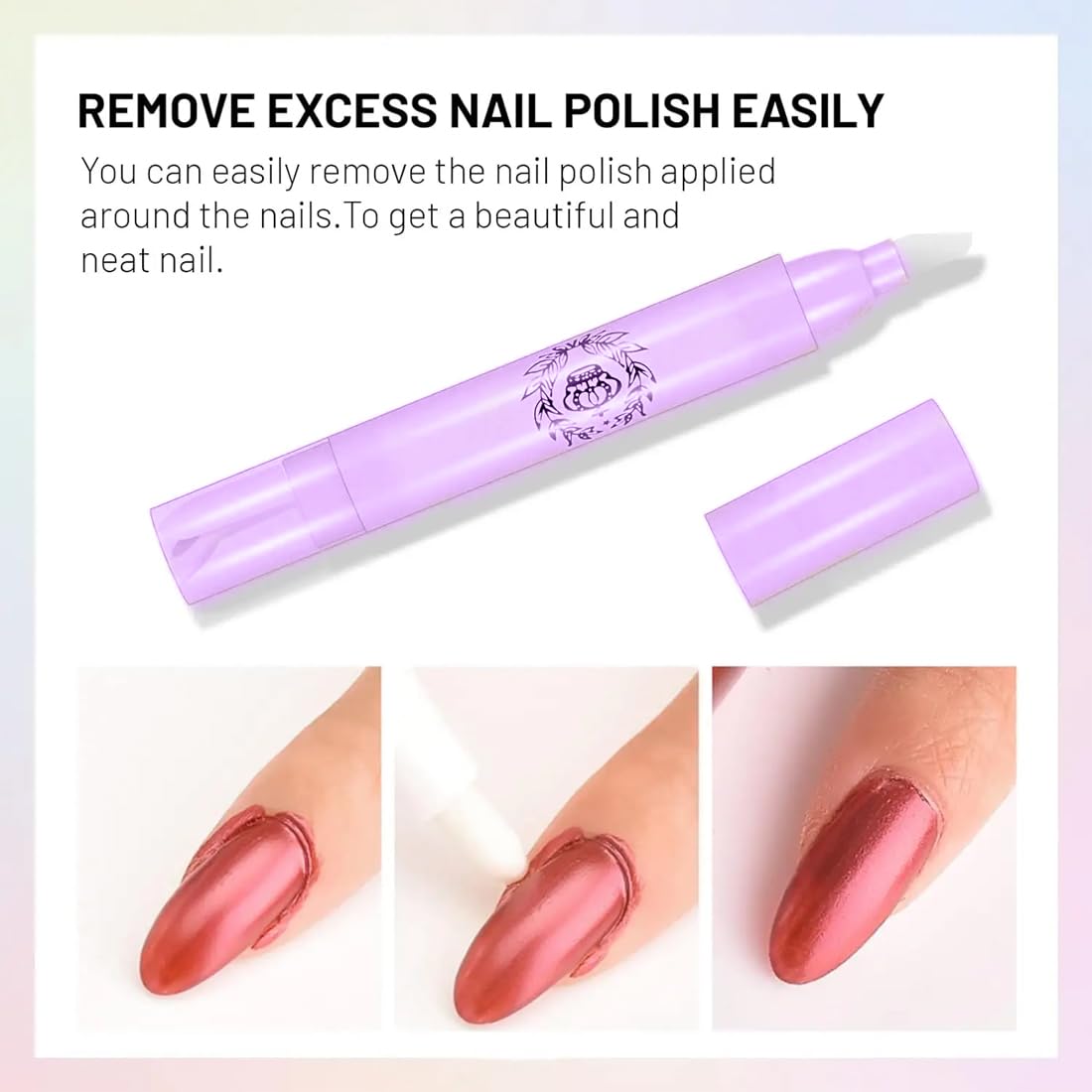 WUSJCOF 3 Pezzi Penna Correttore Smalto con 9 Punte di Ricambio Rimozione Smalto per Unghie Senza Solvente, Nail Remover Correzione Pen, Pennello Correggi Smalto per Unghie