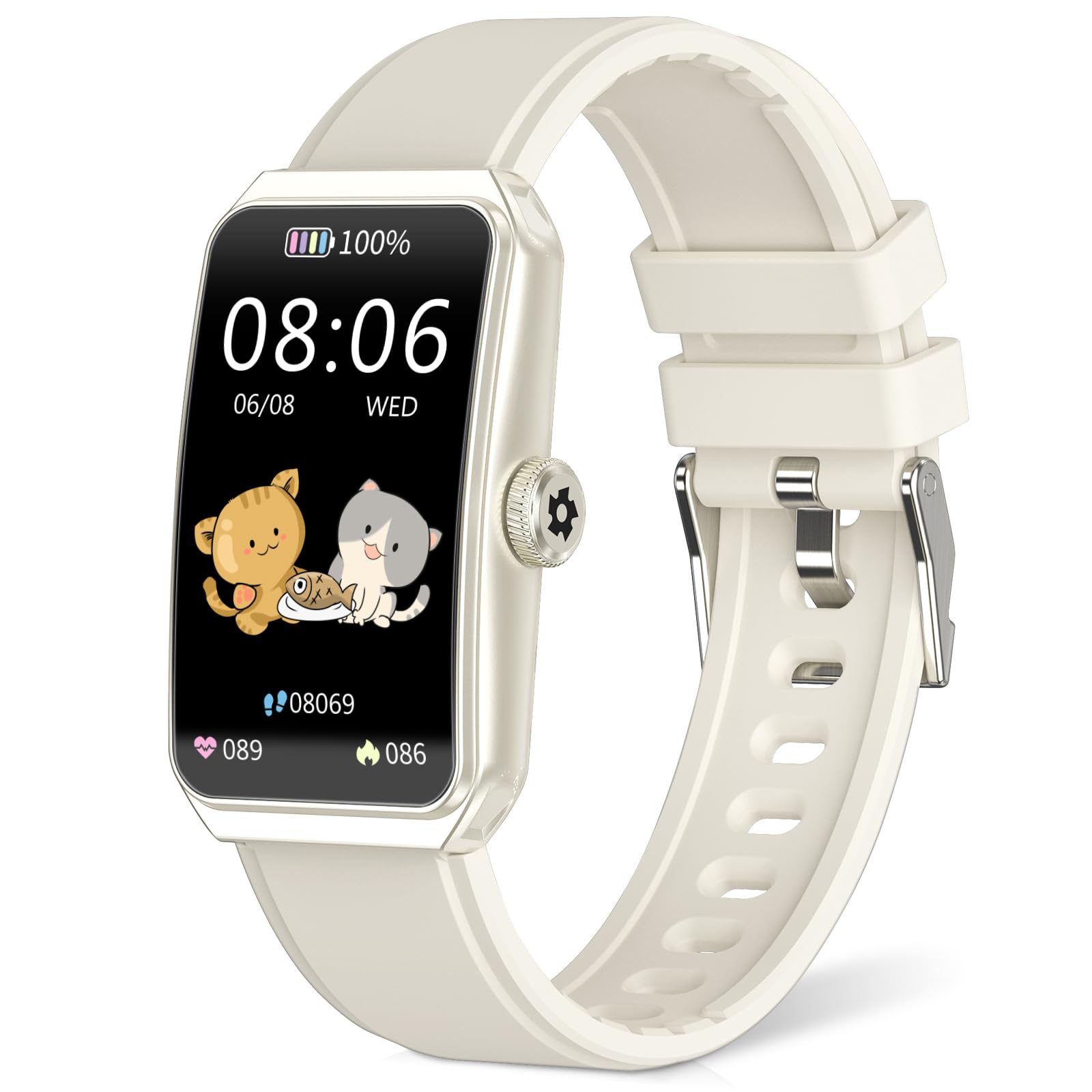 Fitness Tracker with 24/7 Heart Rate, Blood Pressure Blood Oxygen Sleep Monitor,103 Sports Modes Smart Watch Activity Trackers,IP68 Waterproof Step Counter Calories Pedometer for Women Men (Beige)