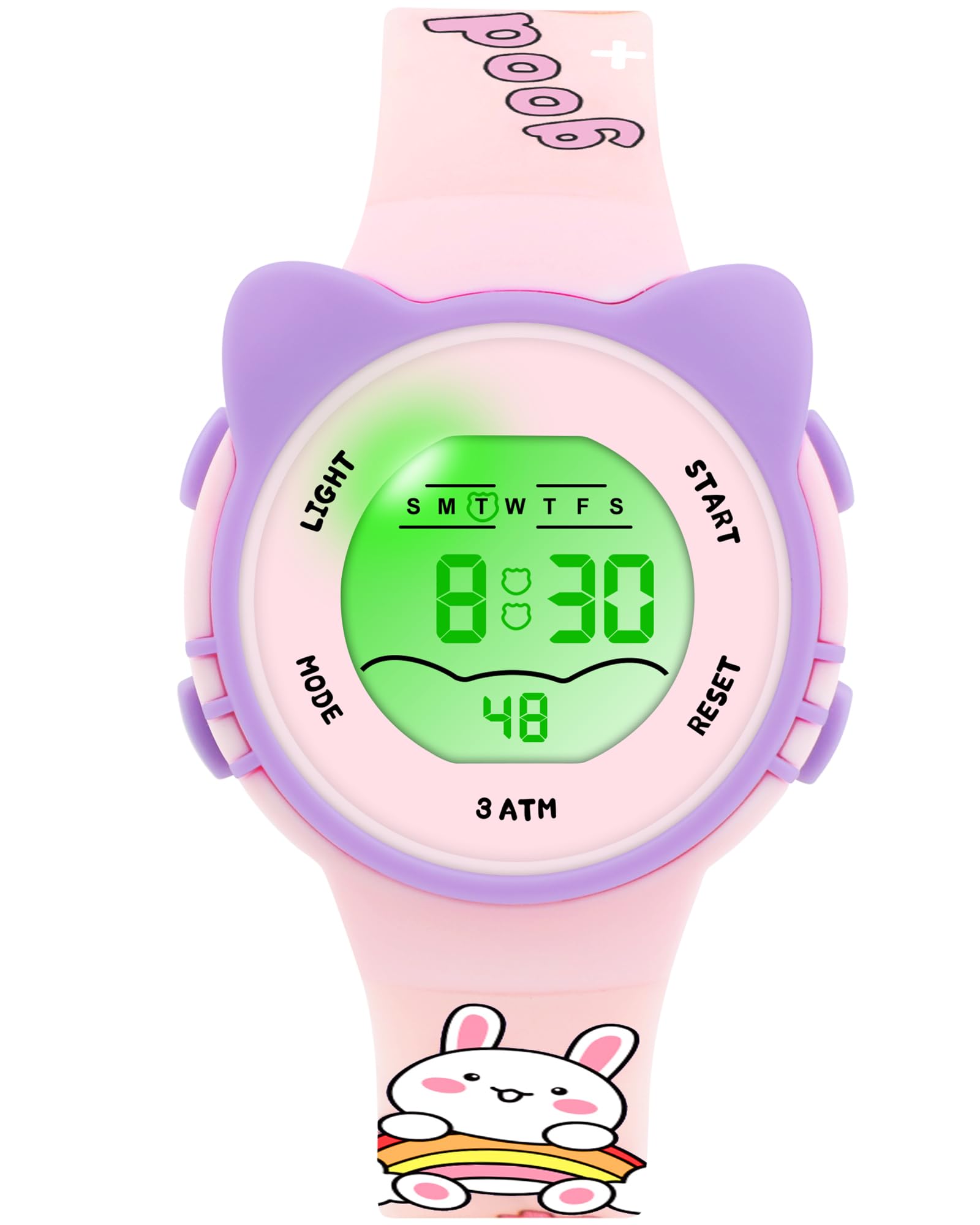 Kids Waterproof Watch 7 Color Light Alarm