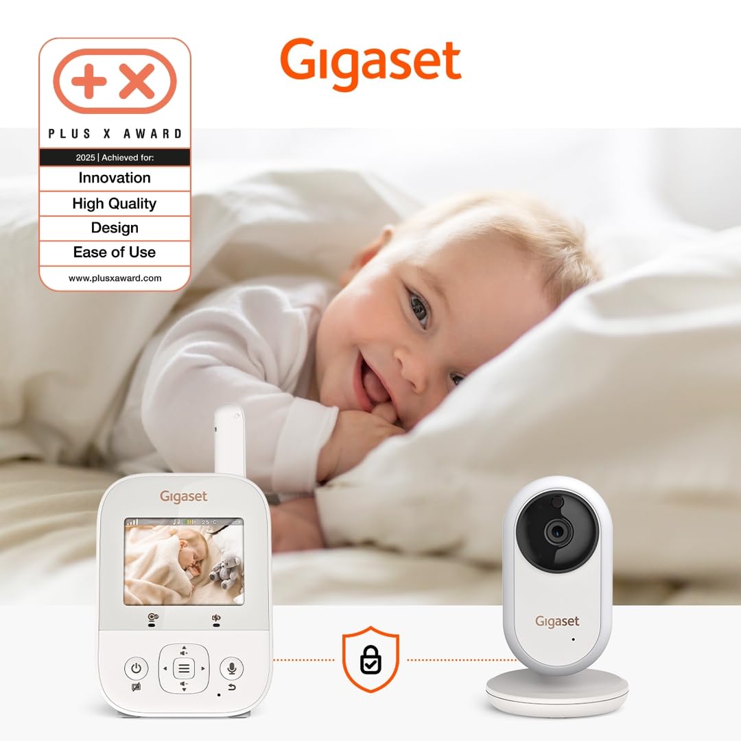 Gigaset Baby 300 Video Baby Monitor, Schermo 2,8 Pollici, Cream White | Audio bidirezionale, tecnologia FHSS, luce notturna, [Versione Italiana]