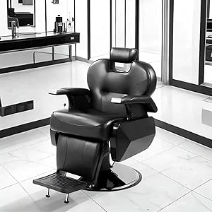 Silla de peluquería, Peluquería 360 ° hidráulico reclinable Silla de peluquería para el salón Profesional, 96 x 94 x 84 cm, Negro