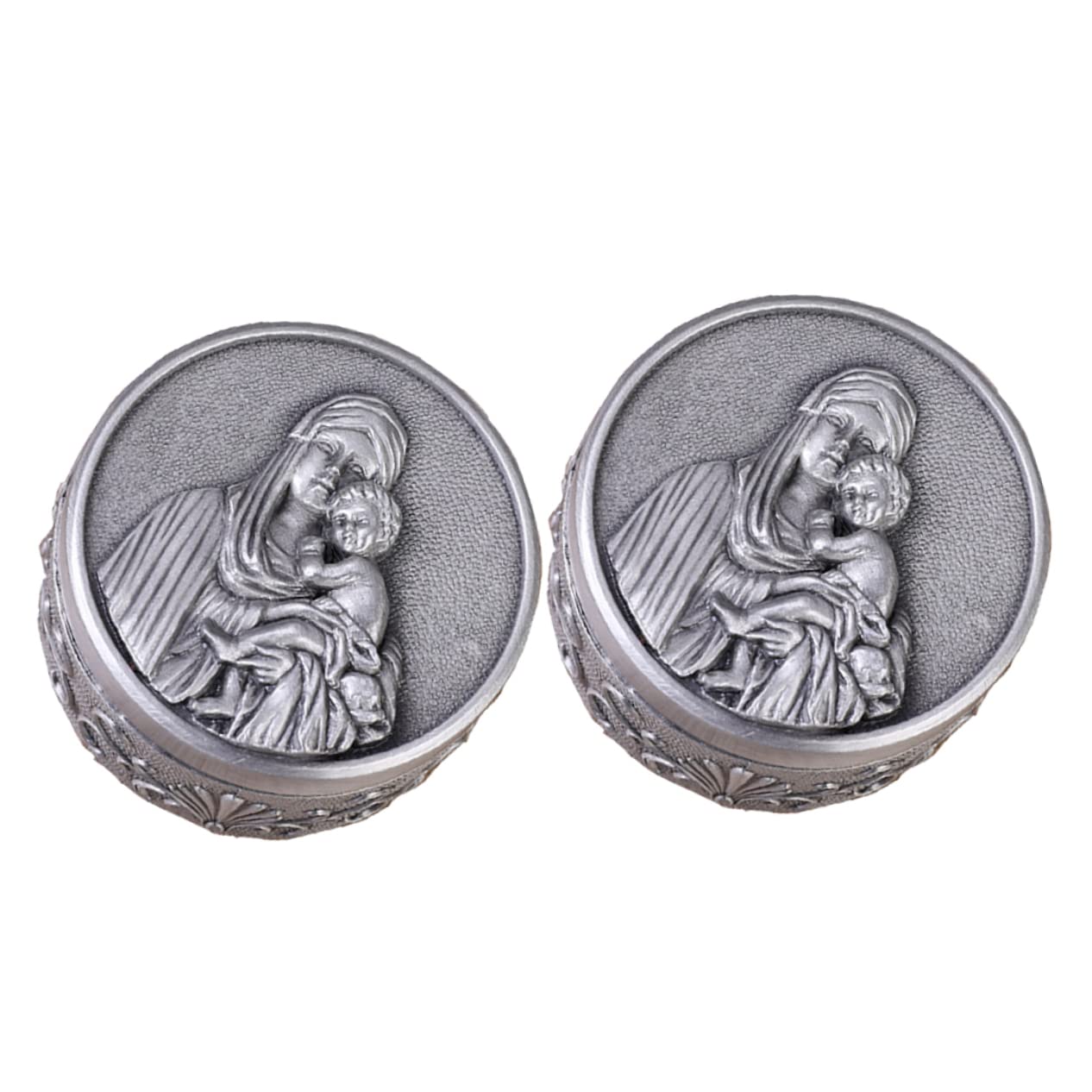 Boîte à Bijoux Vintage en Alliage Argenté Lot de 2, Motif Embossé