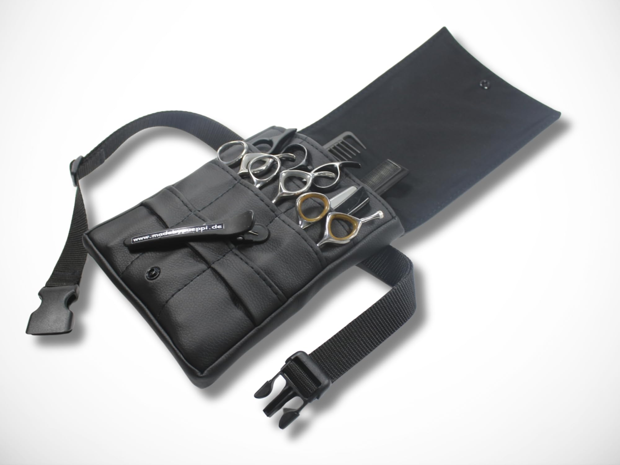 Kunstleder Friseurtasche Schwarz Friseur Werkzeugtasche Scherentasche Friseurgürtel Friseurschere Salon