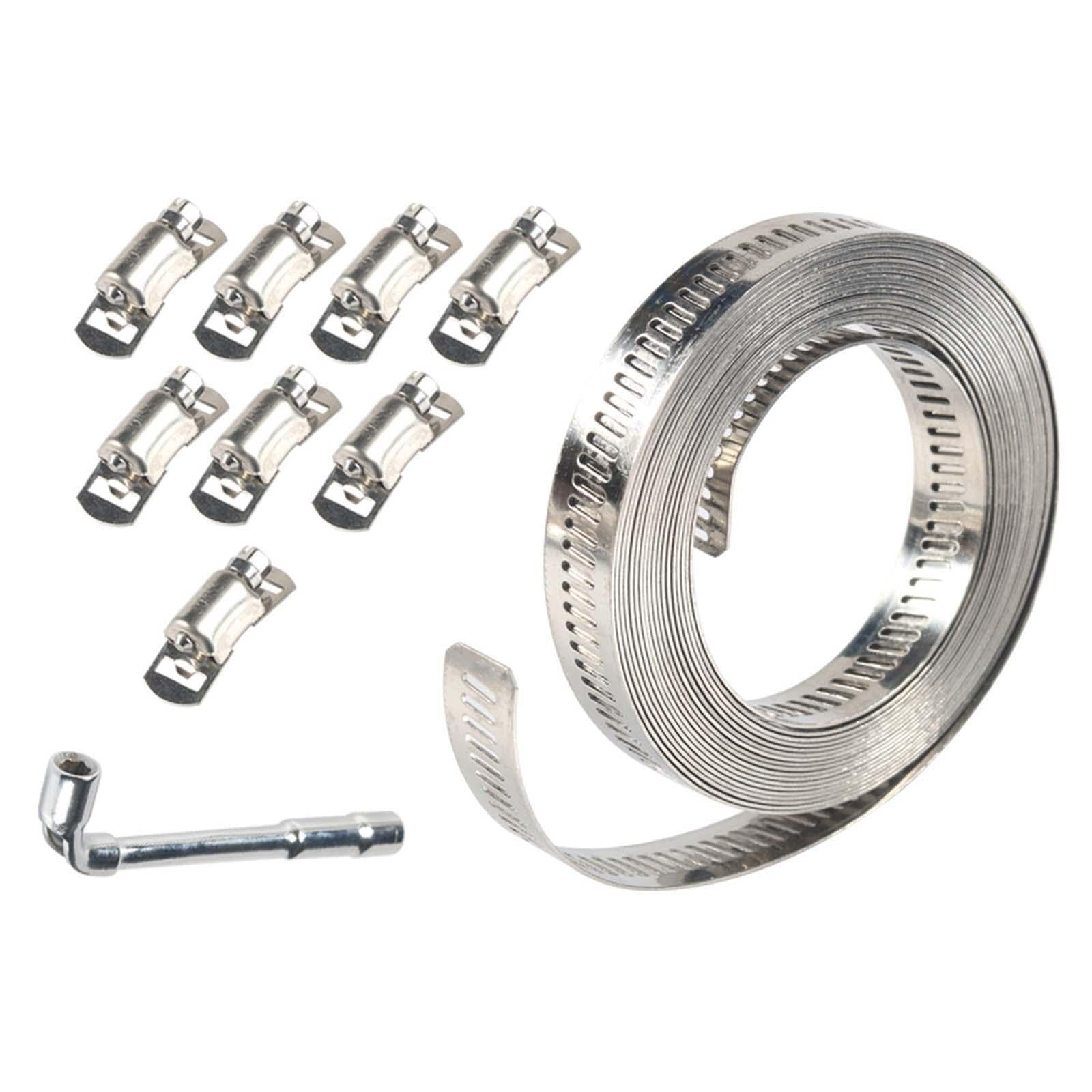 Qixcxaz 3.5M With 8 Fastener Metal Screw Worm Clamp Fasteners Adjustable Hose Clamps 304 Stainless Steel Suitable For Pipe Hose Clamp System Secure Solutions Strong Fasteners Duct, Fastener