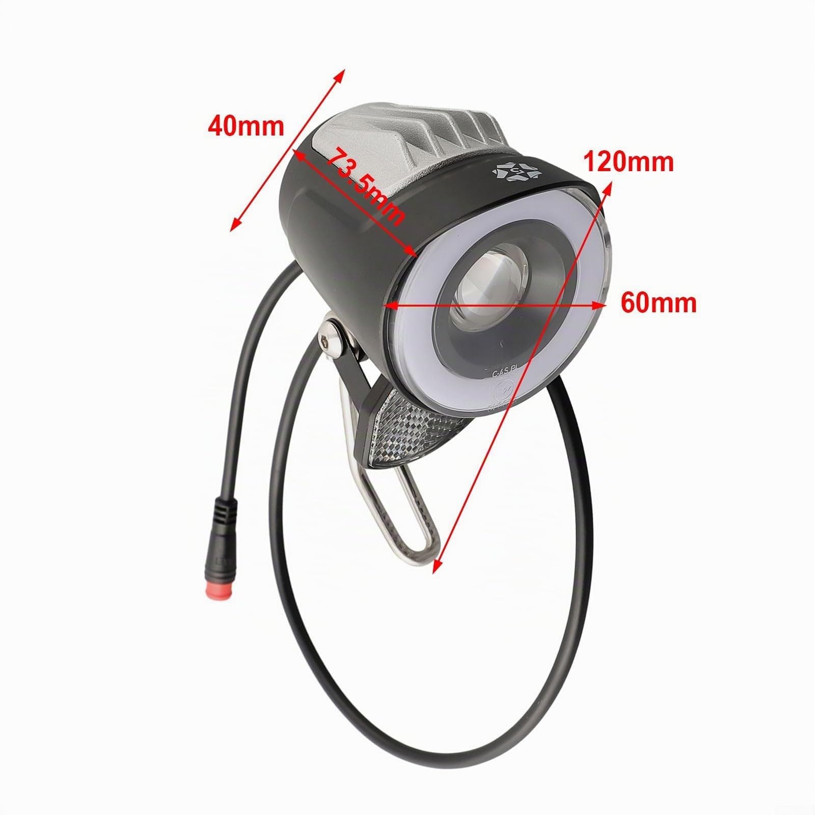Faro anteriore LED per bicicletta elettrica 6-48 V universale super luminoso anteriore e posteriore con linea di 50 cm e cavo centrale a 2 poli