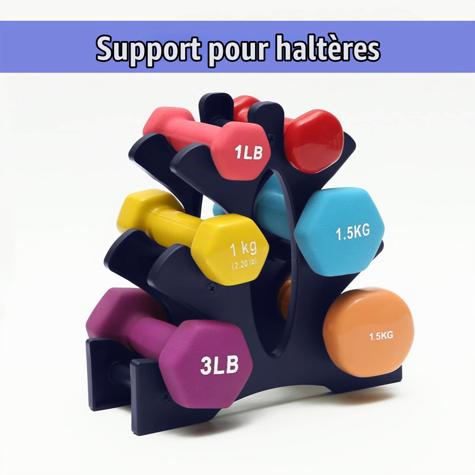 Support d'Haltères 3 Niveaux Rack de Rangement pour Musculation - Stockage et Organisation Gym