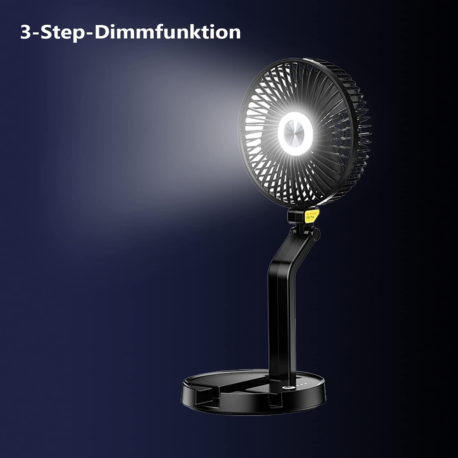 gOfun Table fan with lamp, portable and foldable table fan, quiet rechargeable USB, table fan