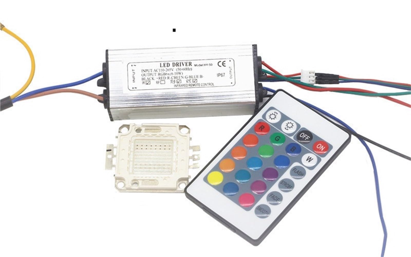 Sterownik LED 10 W 20 W 30 W 50 W 100 W Biały/Ciepły biały/RGB Chip Zasilacz Projektor Koraliki Oświetlenie Wodoodporny adapter(RGB Chip ze sterownikiem, 10 W)