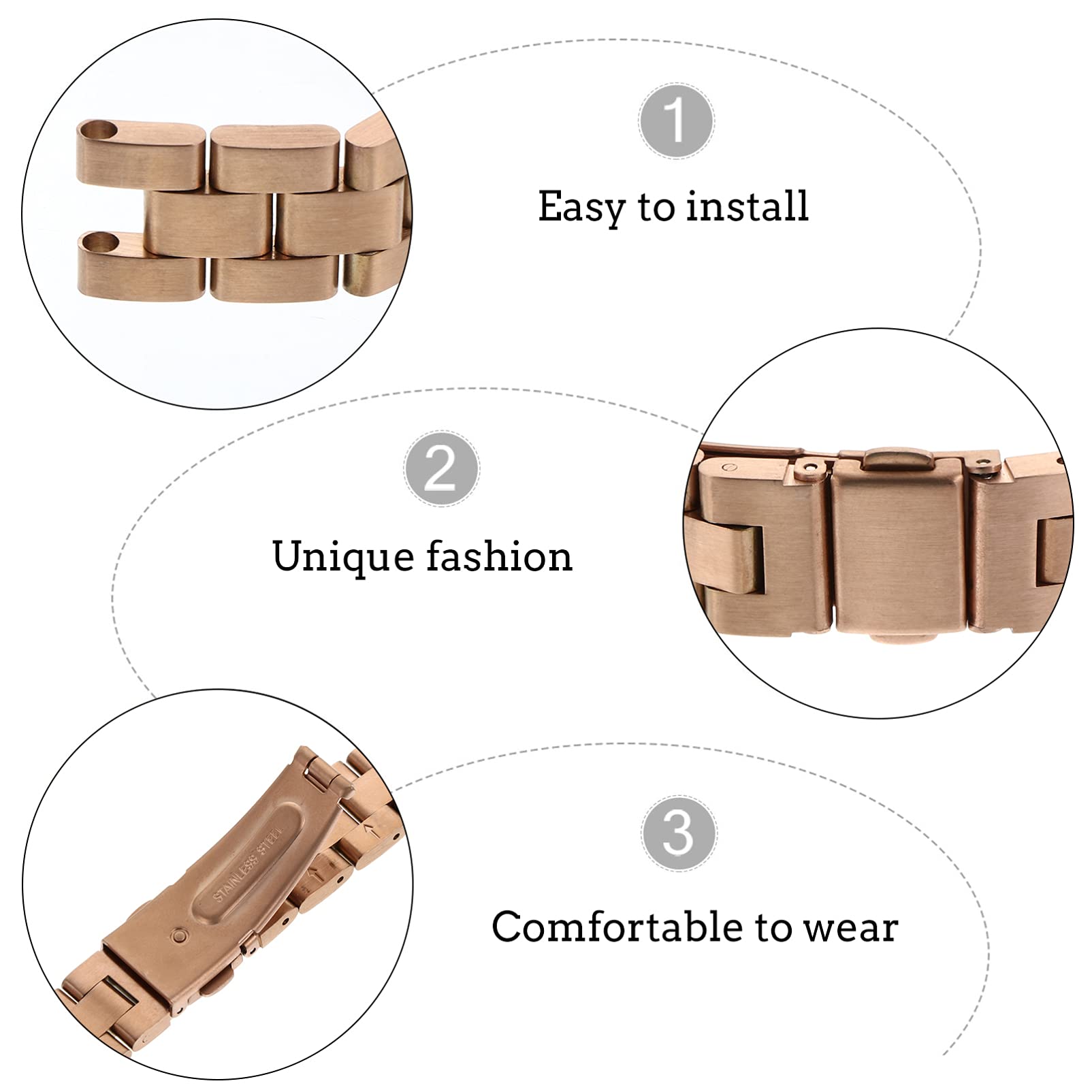 Gatuida 3pièces Bracelet Pour Montre Élégant Et Ajustable Compatible Montres Connectées Doré
