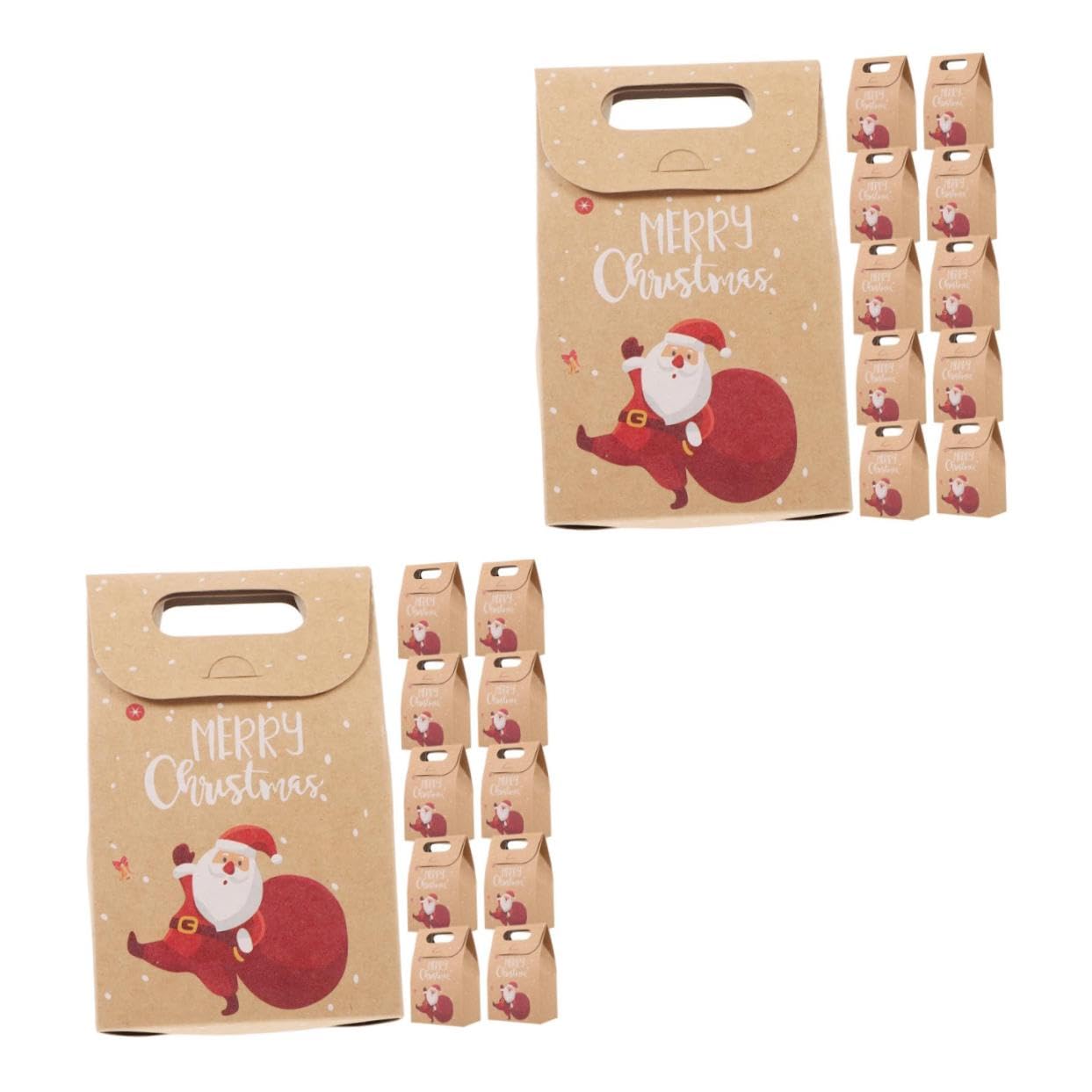 FRCOLOR 2 Juegos Bolsa De Papel Kraft Navideña Transportador Bolsas De Galletas Arpillera Celofán Christmas Bag Bolsas Kraft De De Papel Para Guardar Uds * 2