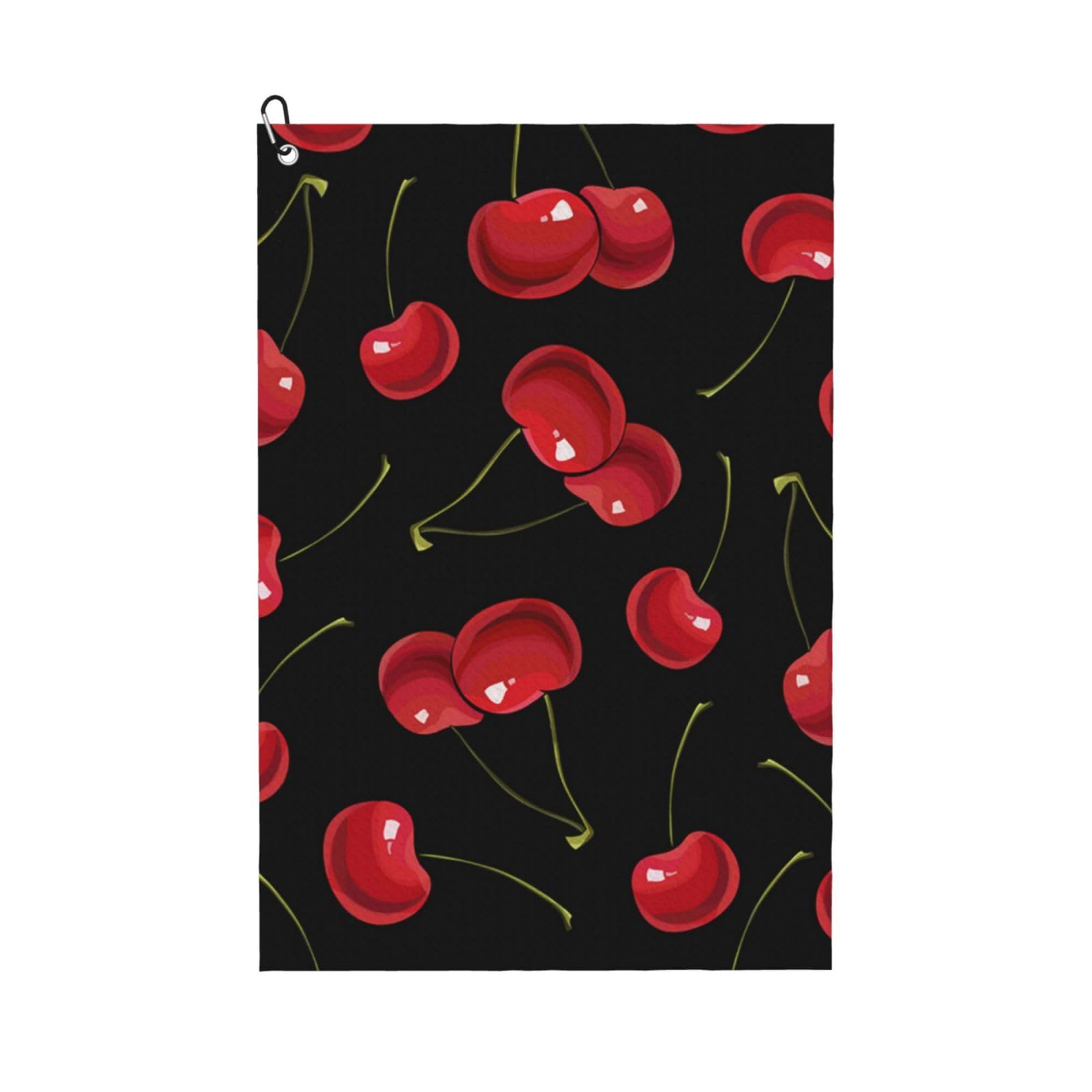 Hnnkloy Cherry, 16x24 in Portable Waffle Golf Towels with Carabiner Clip for Golf Bag