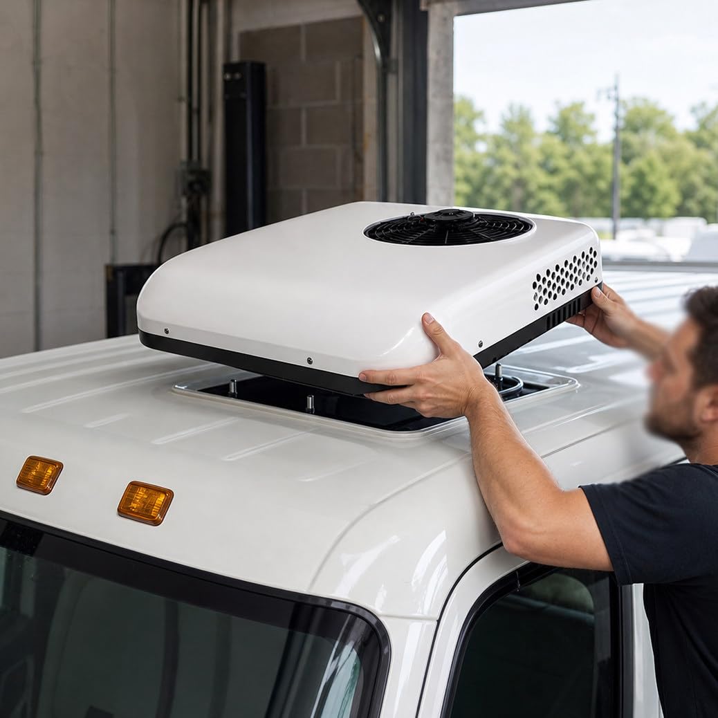Rzythochron Rv Rooftop Dc Unit Rv Air Conditioner, Ultra Quiet Rooftop Inverter Ac Unit, Cooling And Heating Roof Top Ac Unit, For Motorhome Camper Van White-24V