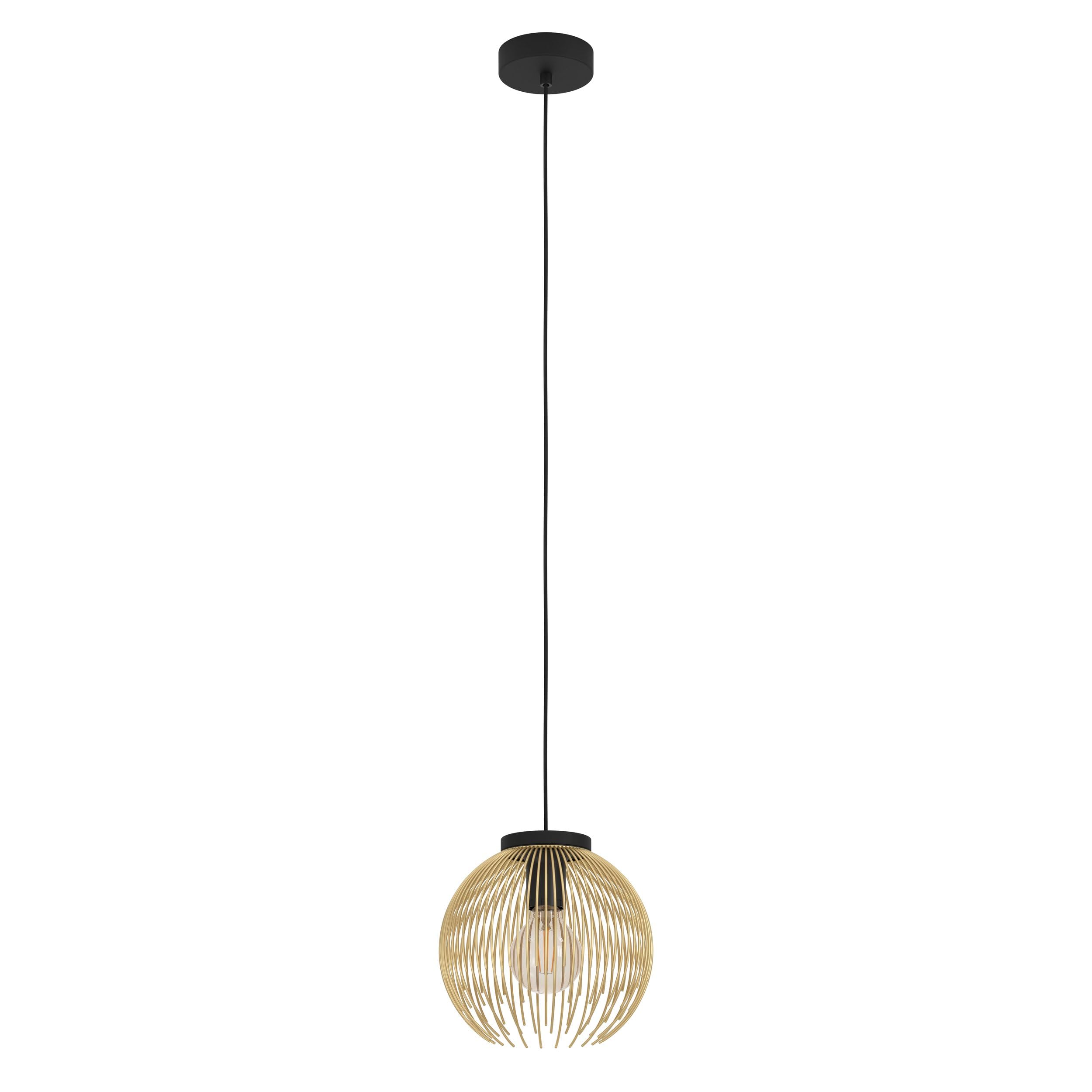 EGLO Pendant lighting Venezuela, ceiling light fitting, wire hanging lamp for dining and living room made of metal in black and gold, E27 socket โ image 1