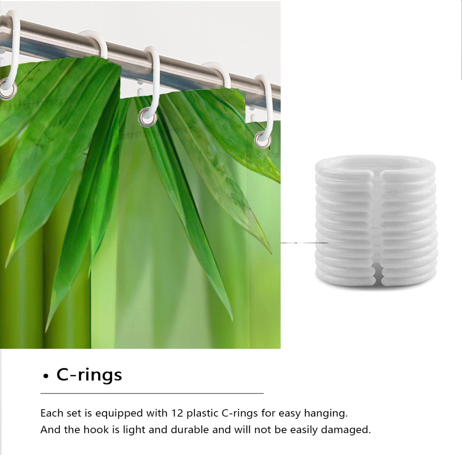 pietra doccia Tende verde bambù orchidea acqua riflessione impermeabile tessuto doccia tende per bagno lavatrice asciugatura rapida 200x200cm