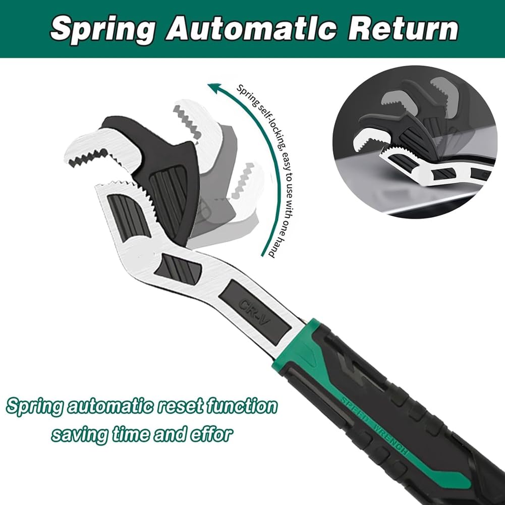 Vkyipg 6Inch Adjustable Wrench,Auto Size Adjusting Wrench,Self-Adjusting Quick Wrench,Multi-Size Spring Adjustable Wrench - Image 2