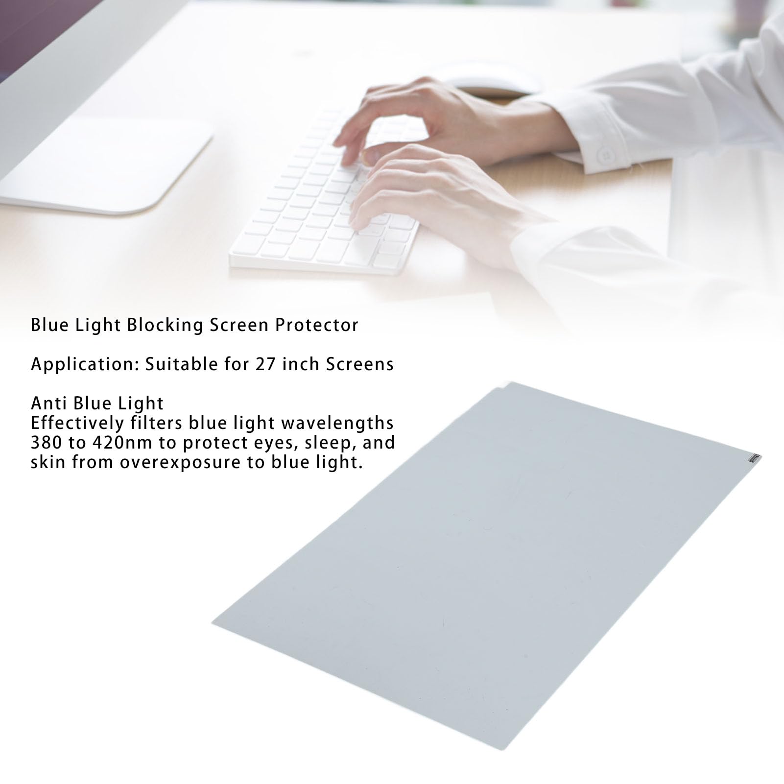 Sxhlseller Proteggi Schermo Anti-luce Blu da 27 Pollici, Pellicola Resistente Ai Raggi UV per PC, Materiale PET per Programmatori e Studenti
