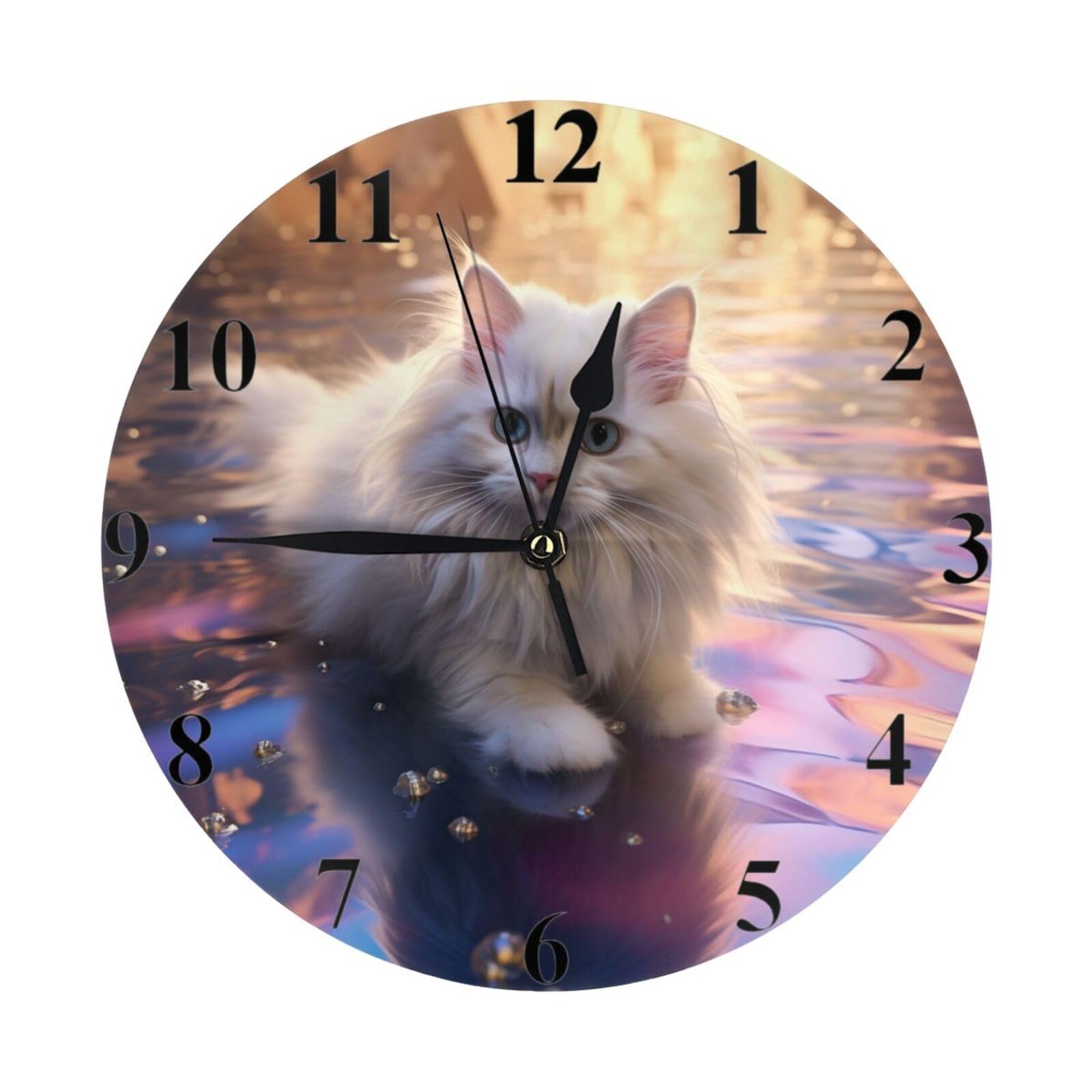 Horloge murale chat au design chaleureux et silencieux pour un intérieur apaisant