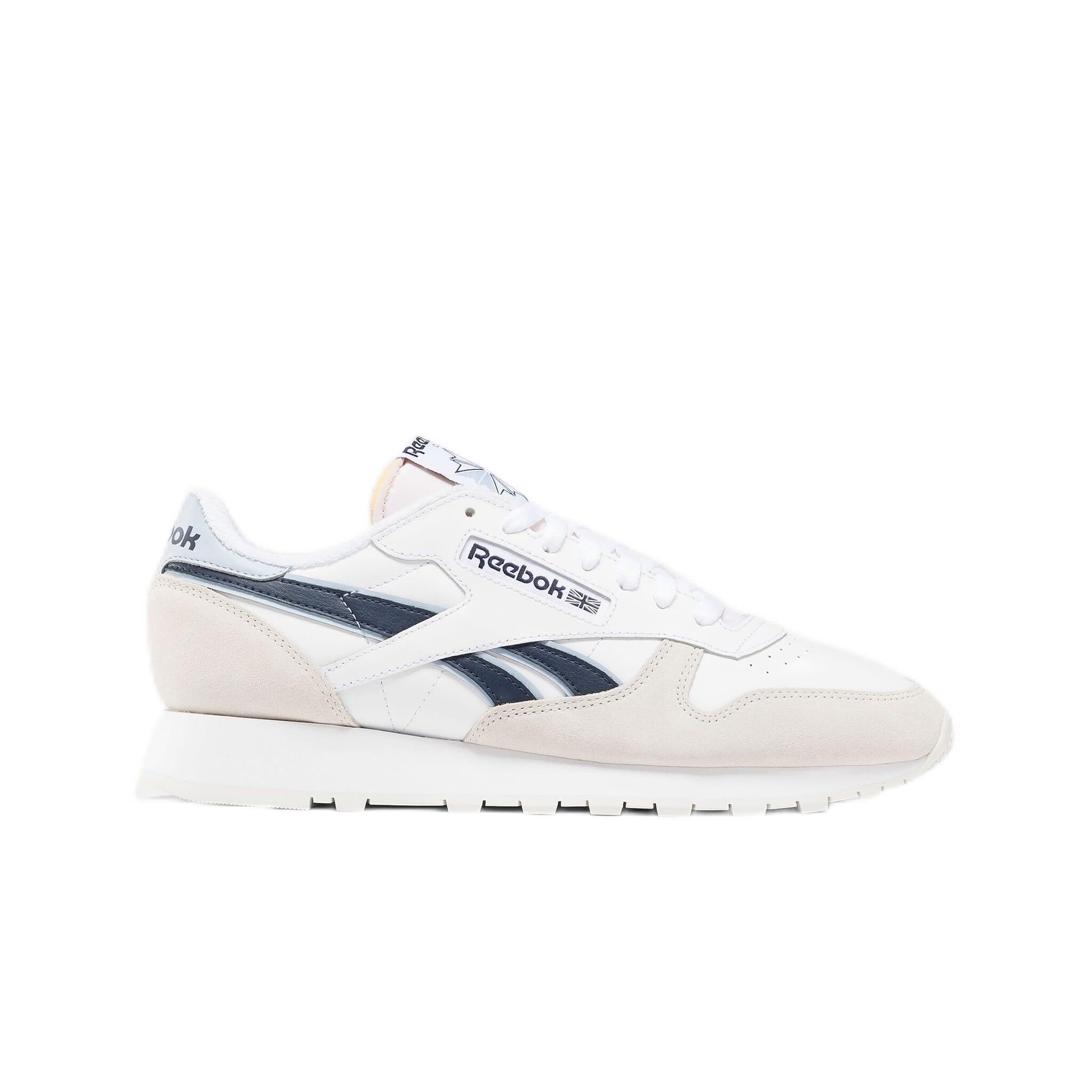 Reebok Unisex Adult Classic Leather FTWWHT/PURGRY/PALBLU 3.5