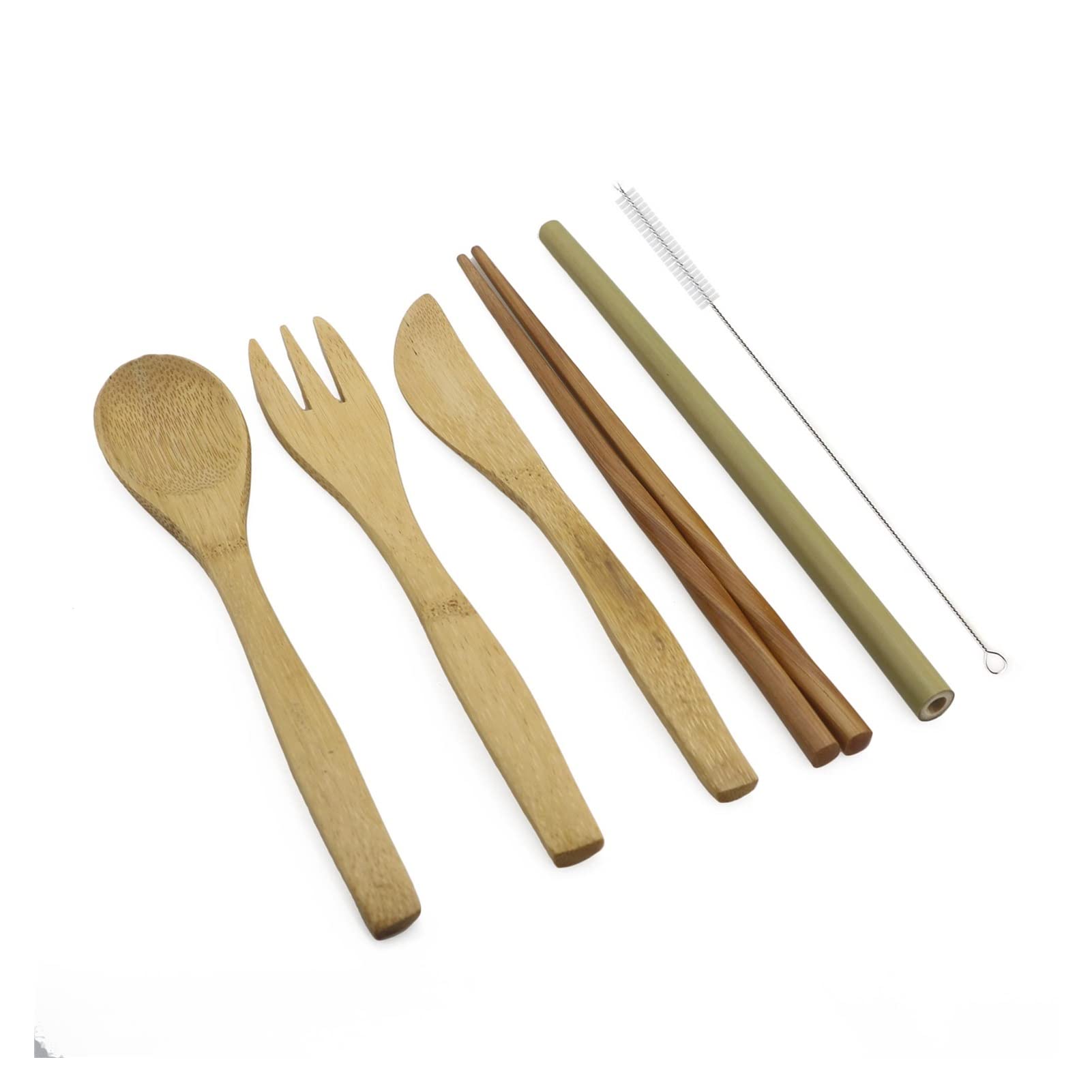 Ensemble de Couverts en Bois de Luxe Portable 6 pièces pour fête, Couverts en Bambou, Paille avec Sac en Tissu, Vaisselle de Cuisine, dîner Exceptionnel