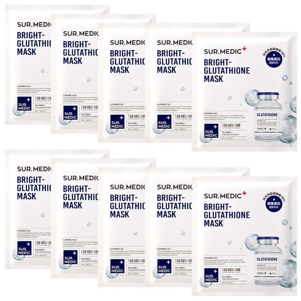 Buy SUR.MEDIC+ BRIGHT GLUTATHIONE MASK - 1 BOX OF 10 SHEETS 10.56 oz / 300g  Online at Low Prices in India