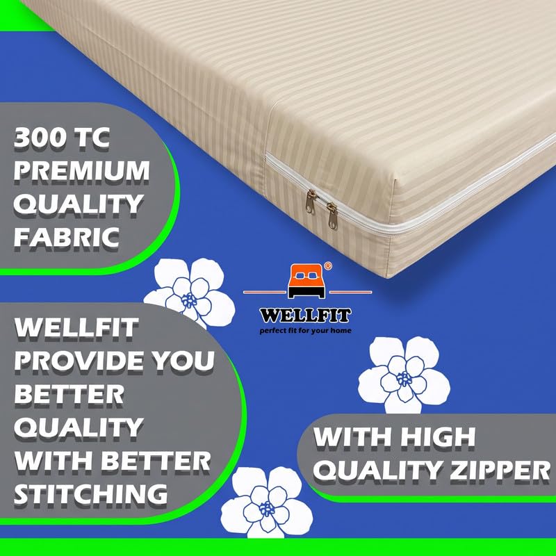 Image of WELLFIT Premium Glace Cotton 250 TC Mattress Cover /Protector for Single Size Bed with Zip /Chain /3x6 ft / 36x72x5 inch