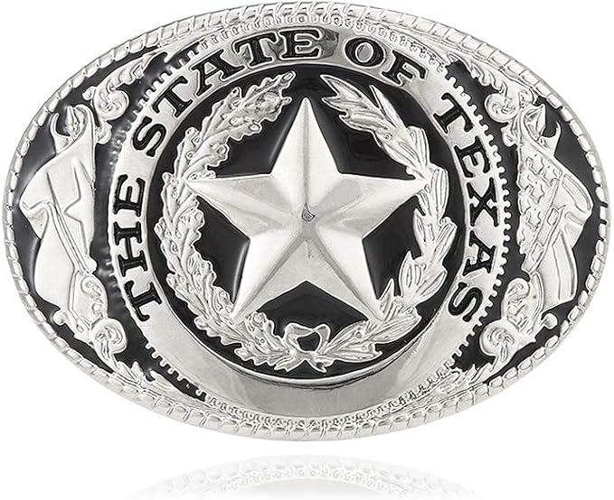 Fashion Cowboy Belt Buckles for Men Western Texas Lone Star Belt Buckle, Silver