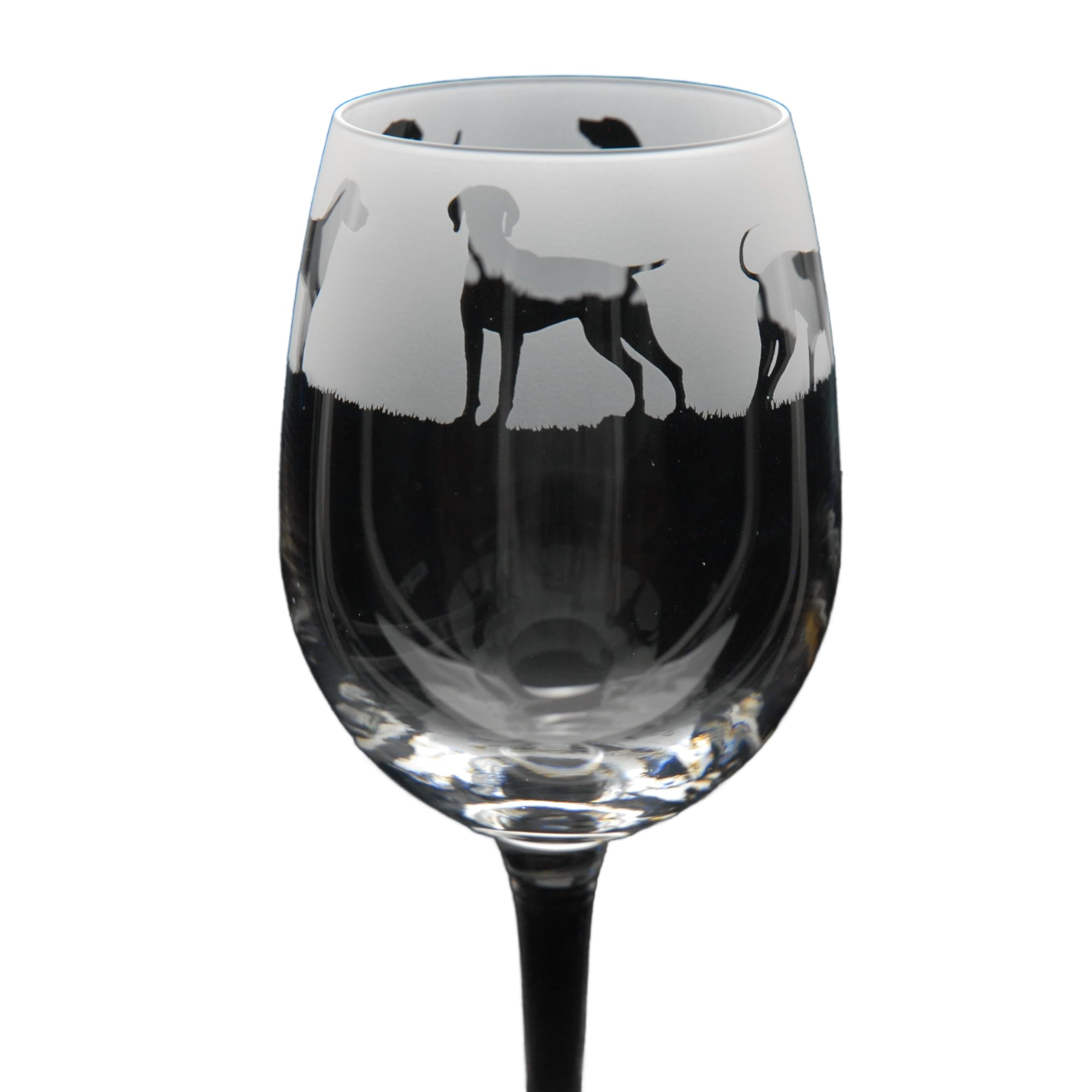 GLYPTIC Glass Art Hungarian Vizsla Dog Frieze Hand Etched/Engraved Crystal Wine Glass โ image 1