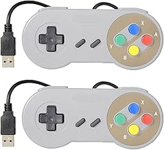 Pacote com 2 controles USB para Super Nintendo, Joypad para jogos retrô Famicom SNES para Windows, PC, Mac, Linux, Android Raspberry Pi (multicolorido)