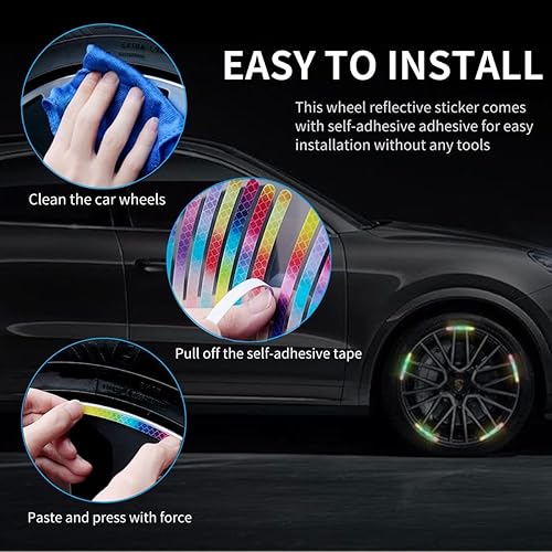 Miniatura 4 de 100 calcomanías reflectantes para llantas de automóvil, impermeables, reflectantes, para llantas, tiras decorativas de seguridad para automóvil,