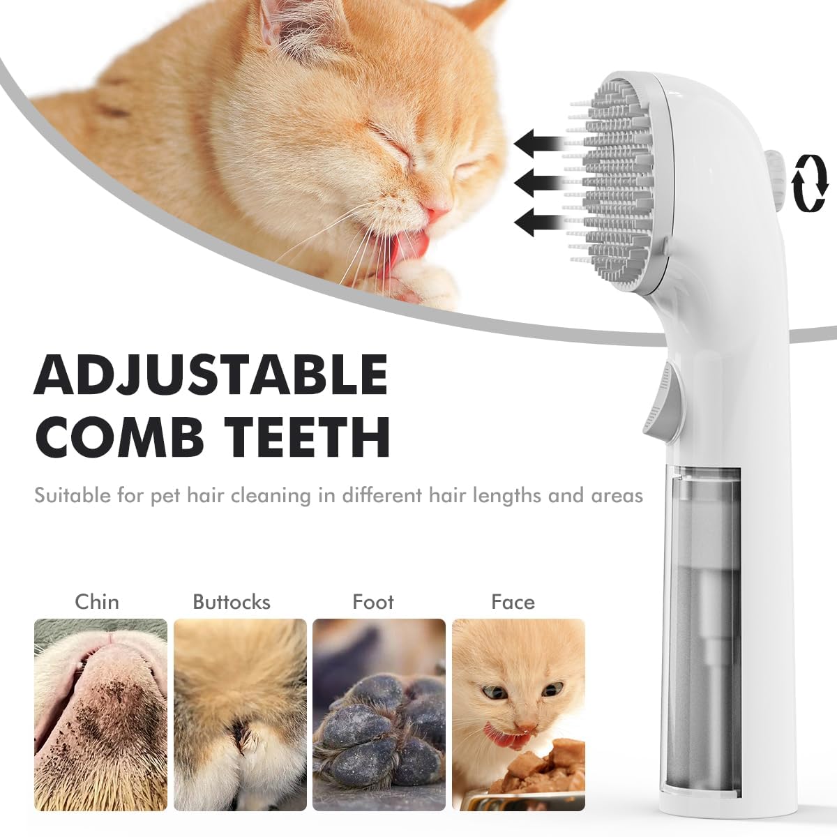 Stryfull Cat Hair Brush with Shampoo Foaming Dispenser, Adjustable Soft Silicone Bristles Cat Brush for Short & Long Haired Cats, Cat Brushes for Indoor Cats Shedding Grooming Cleaning
