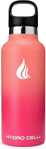 Miniatura 2 de HYDRO CELL Botella de agua de acero inoxidable con sorbete y 2 tapas estándar de boca (32 onzas, 24 onzas, 20 onzas, 16 onzas), mantiene los