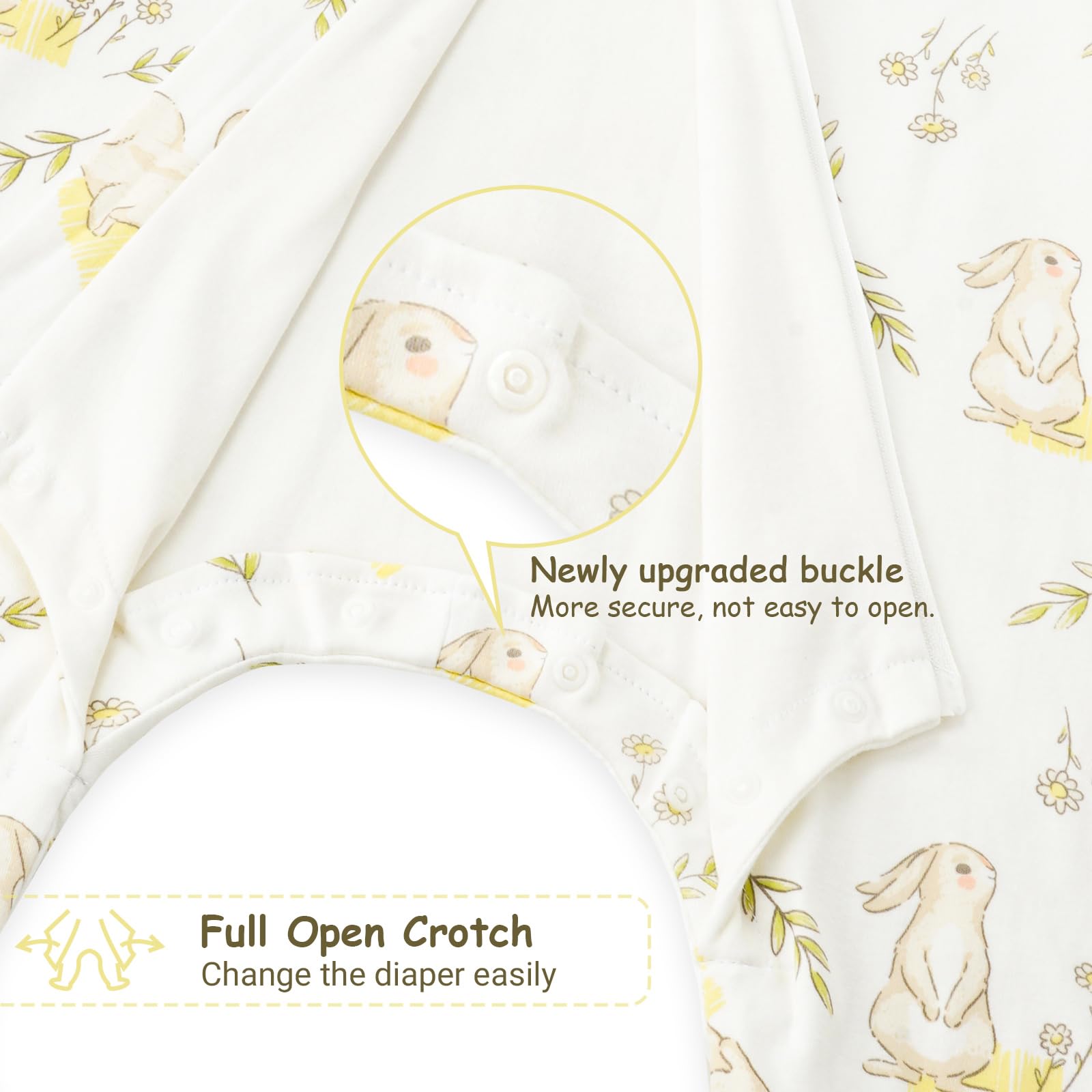 WYTbaby - Sacco nanna con piedi, 1.0 Tog, in 100% cotone, morbido sacco nanna per tutto l'anno, senza maniche, ideale per dormire e quando fa caldo, perfetto per bambine e bambini, 90 cm