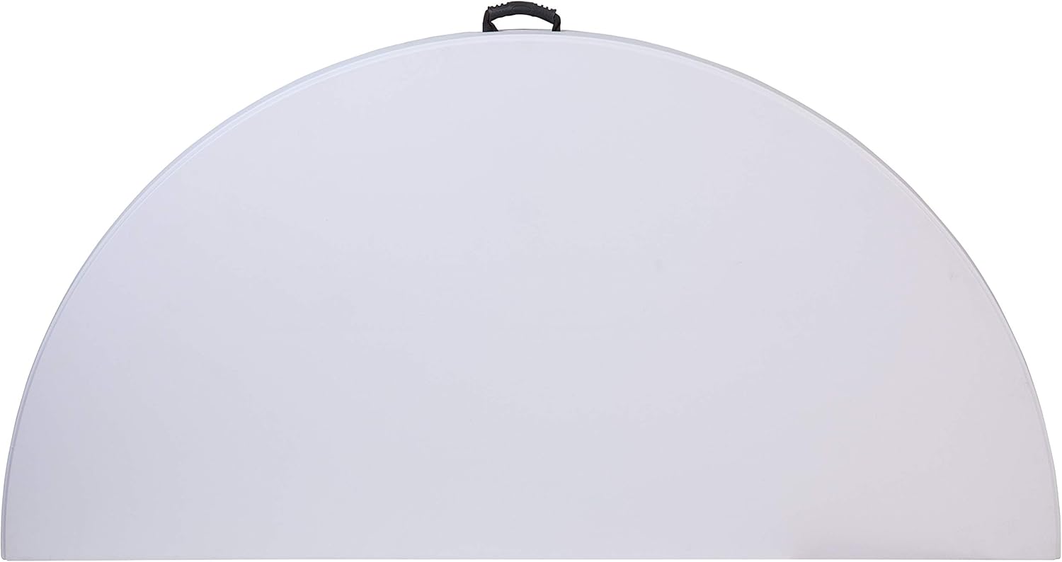 EMMA + OLIVER 5.89-Foot Round Bi-Fold Granite White Plastic Banquet Folding Table with Handle