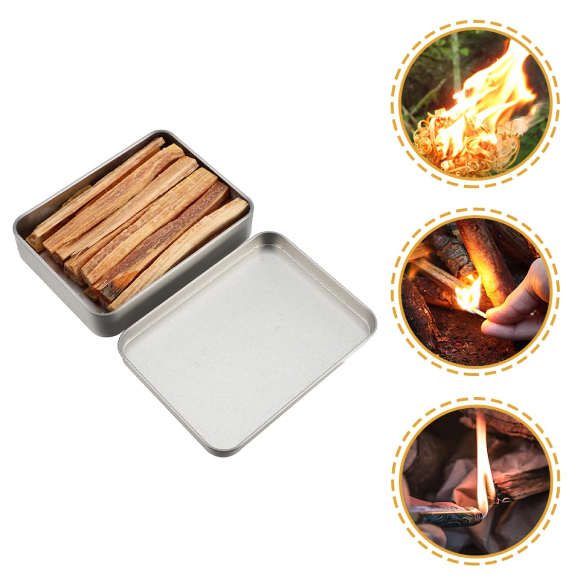 VILLCASE Lamelles de Bois Allume-Feu Naturels pour Camping et Randonnée, Kit Léger et Facile à Transporter, Outil Essentiel pour Feu en Plein Air