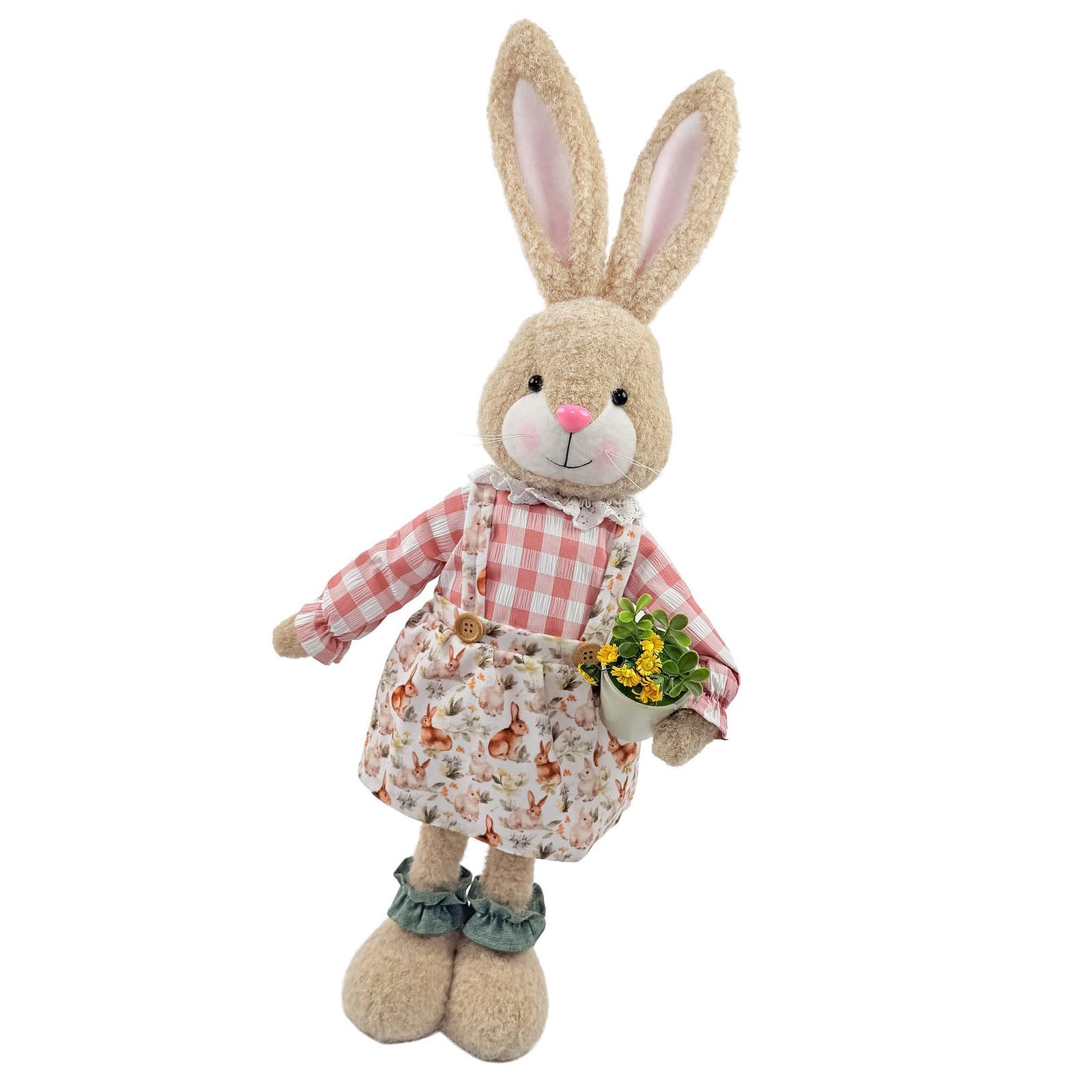 Buxuaaaa Hare Statue Ornament Telescoping Fabric Hare Figure Doll for Tabletop Shelf Display Outdoor Garden Decoration Easter Party Deck