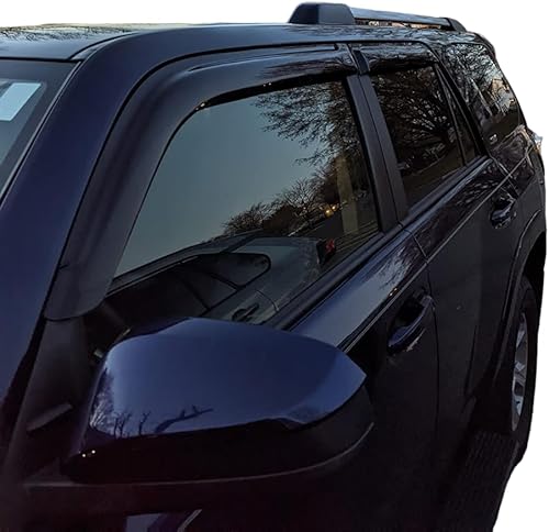 Miniatura 2 de Deflectores de visera de ventana lateral con cinta ahumada, protectores de lluvia 2005-2023, compatibles con Toyota Tacoma Double Cab 2022 2021 2020