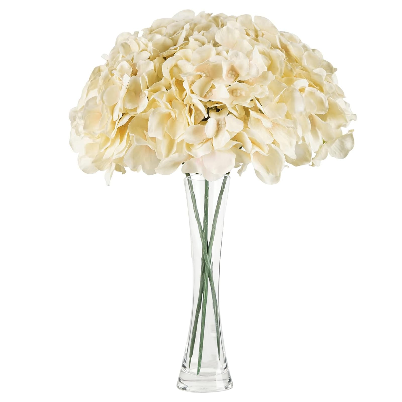 JOZMMZEOOA Hydrangea Artificial Flowers 3 Pieces Artificial Flowers 68 CM/26 Inches Fake Flowers Realistic Touch Faux Hydrangea Flowers, For Weddings,Offices,Cafes,Home Decor,Kitchens (Champagne)