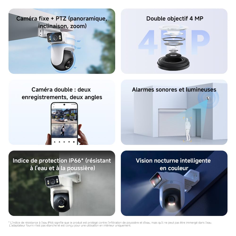 Xiaomi Outdoor Camera CW500 Dual | Double Objectif 2.5K Ultra HD | Détection IA & WiFi 6 | Caméra de Surveillance PTZ 360° & Vision Nocturne Couleur