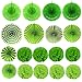 ZERODECO Party Decoration, 21 Pcs Green Hanging Paper Fans, Pom Poms Flowers, Garlands String Polka Dot and Triangle Bunting Flags for Golf Party Dinosaur Birthday Parties Arbor Day