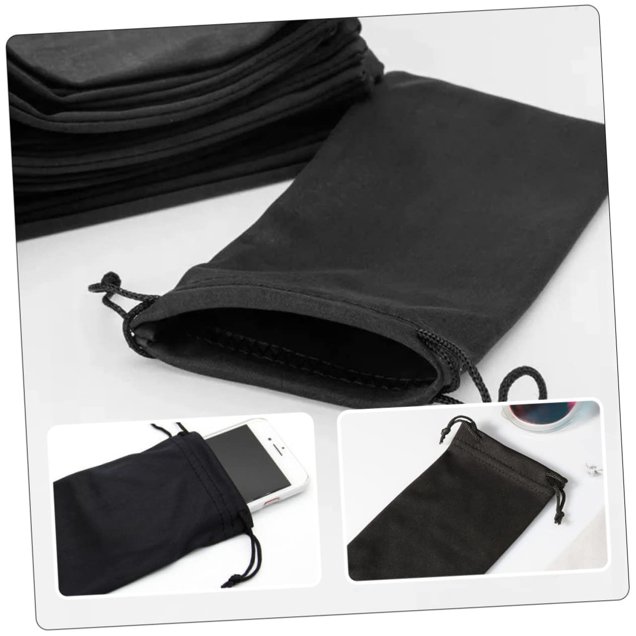 3 Sätze Aufbewahrungstasche Für Brillen Brillenbeutel Gläser Skibrille Taschen Anti -nebel Aufbewahrungsbeutel Für Brillen Brillenhalter Brillenetui Flanell Schwarz 25 Stück * 3