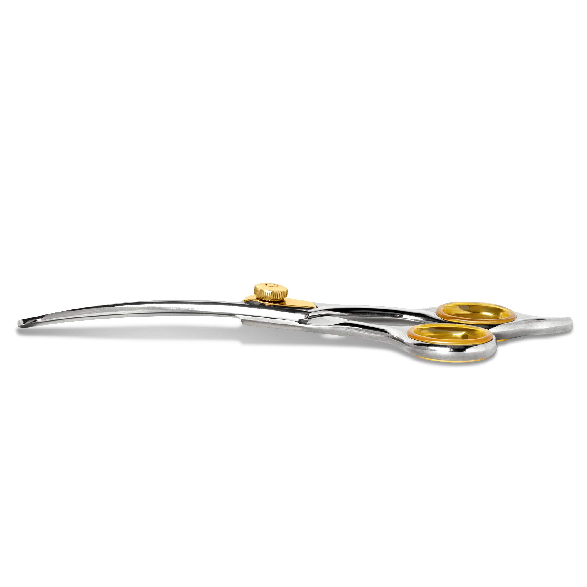 Sharf Gold Touch Fellschere für Hunde, 16.5 cm, gebogen, scharf, Kugelspitze für sichere und einfache Anwendung auch für Nase, Ohr und Gesicht