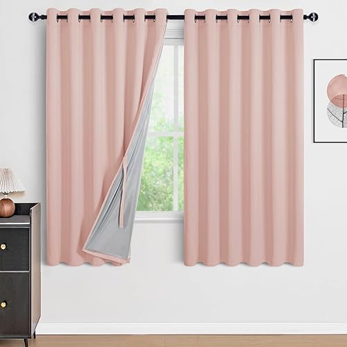 Miniatura 156 de DWCN Cortinas opacas 100% grises de 84 pulgadas de largo para dormitorio con forro negro, doble capa con aislamiento térmico, paneles de cortina